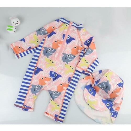 1-8 Years Baby Boys Swimsuit One Piece Short Sleeve Swimwear Sunblock Surfing Clothing Children Beach Wear Toddlers Bathing Suit