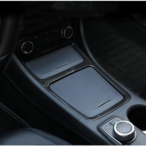 Center Console Storage Box Frame Decoration Sticker Trim For Mercedes Benz GLA X156 CLA C117 A Class W176 Carbon Fiber Color
