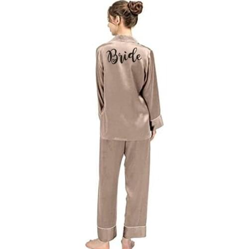 Long Set Pajama for women Personalized Bridal Gift Team bride silk pajamas Set Bridesmaid Gifts