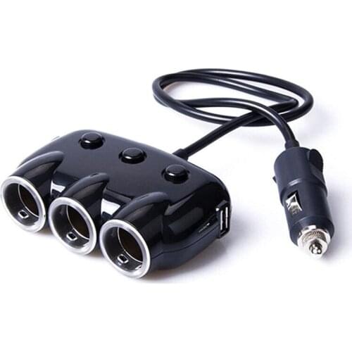 Dual USB Port 3 Way Car Cigarette Lighter Universal Car Adapter Socket 120W Power Adapter 3.1A Output Power Fast Car Charger