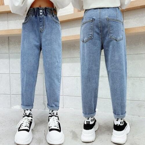 New High Quality Girls Jeans Pants Autumn Denim Pencil Pants Kids Clothing Children Casual Solid Trousers For Teens Clothes