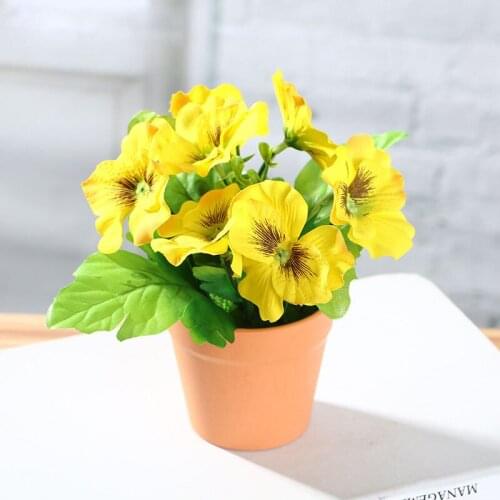 Artificial flower plants Potted indoor simulation Green plants Small bonsai silk Flower Potted wedding home office decoration