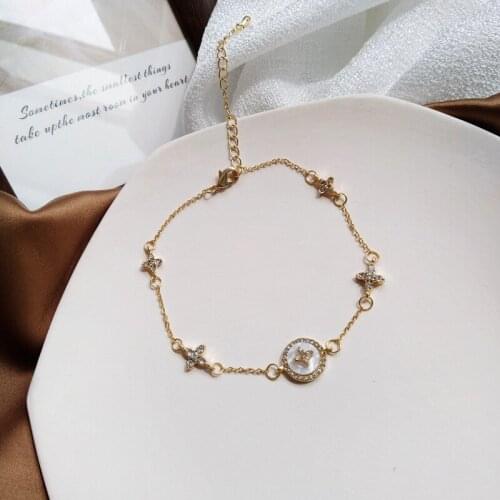 New Diamond Star Bracelets Simple Temperament Gold Color Bracelets Fine Jewelry For Women Party Elegant Accessory Gift