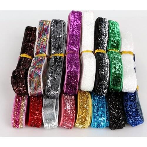 Lace Ribbon Sparkle Glitter Velvet Ribbon Random Mix Color for Craft/Sewing DIY Wedding Party Jewelry Material 12y/lot(1y/color)