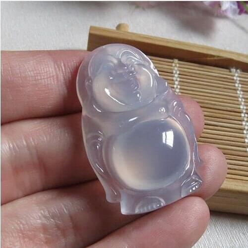 Free Shipping With Certificate Jade High Quality Smile Face Buddha Necklace Pendant Lucky Pendant Ice