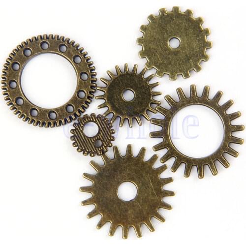 Wholesal 90g Bronze Plated Color Size 10-25mm Mix Alloy Mechanical Steampunk Cogs & Gears Diy Accessories New Oct Drop Ship1369