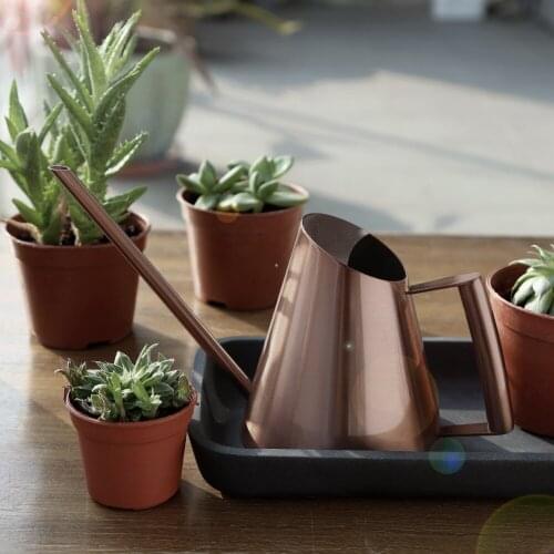 Retro Metal Water Pots Household Stainless Steel Long Tip Watering Can Golden Bronze Gardening Plan Waters Pot Portable