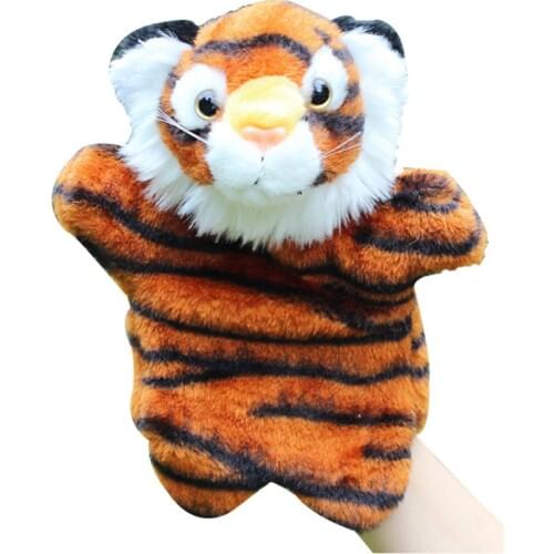 Cute cartoon Animal Hand Puppet tiger Puppet Dolls Story Telling Plush Hand Doll early education Learning Baby Toys Puppets