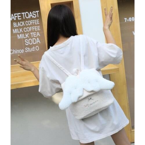 Japanese Cute Angel Wings Plush Backpack Kawaii Small Backpack Childrens Bag Girl Gift Parenting Backpack for children