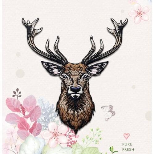 Fashion Reindeer Embroidered Patch for Clothing Iron on Sew Applique for Biker Jeans Jackets Bags Cool Badge Deer Patch