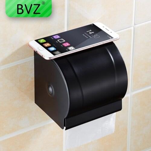 BVZ Fashion Black Bathroom Paper Holder Wall-mounted Bathroom Tissue Dispenser Waterproof Toilet Paper Shelf Bathroom shelves