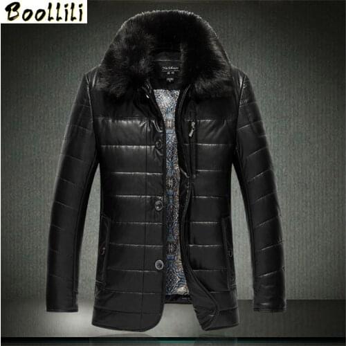 Boollili Mens Winter Jacket Raccoon Fur Collar Man Coat Mens Jackets Waterproof Jacket Men Leather Coat 9XL Abrigo Hombre