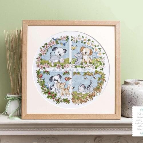 ZZS009 Furry Friends' Seasons DIY stich Craft Embroidery Counted NOT PRINTED Cross Stitch Packages Cross Stitching Kits