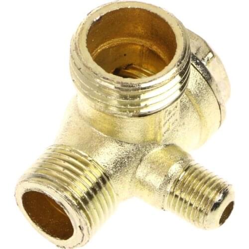 Male Thread 3 Way Metal Air Compressor Check Valve Gold Tone
