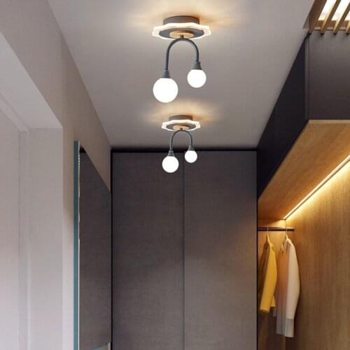 New Modern Aisle Ceiling Lights for Living Room Bedroom Study Indoor Cloakroom Aisle Two White Glass Balls Wooden Lace Lighting