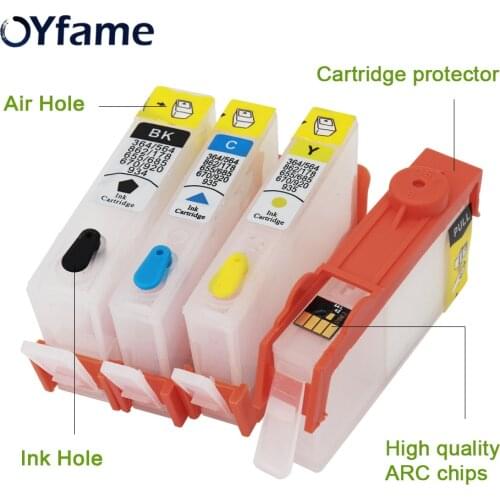 OYfame 4PCS for HP178 178XL Refillable Ink Cartridge for HP Photosmart 5510 5515 6510 7510 B109a Printer With Chip