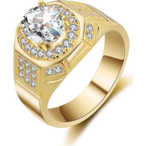 Size 8-13 New Arrival Luxury Jewelry 925 Sterling Silver Gold Filled Pompous 5A Cubic Zirconia CZ Office Men Wedding Band Ring