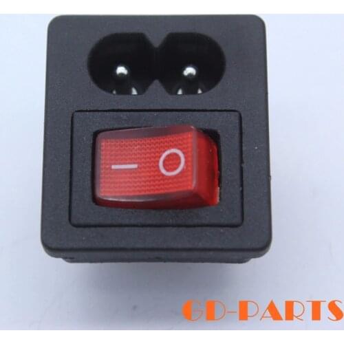 10PCS IEC 320 C8 AC Power Cord Inlet Socket Connector With ON-OFF Red Rocker Switch 250V 2.5A CCC CE