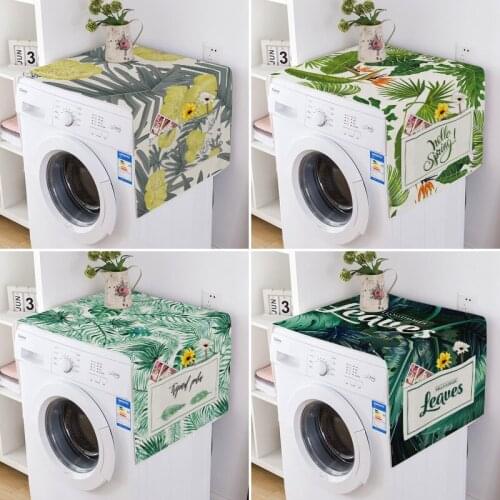 Nordic Washer Dust Cover Washing Machine Cover Green Leaf Refrigerator Covers Oven Fridge Protecor Home Decor With Two Pockets