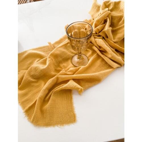 Wedding Decoration Table Runner,Retro Burr Texture Cotton Gauze Dining Place Mats,Personalize Vintage Kitchen Dinner Cloth