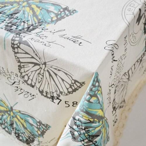Butterfly Tablecloth Cotton Linen Dinner Table Cloth Insect Macrame Decoration Lacy Table Cover Pastoral Washable Manteles