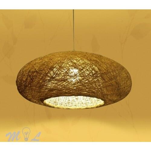 Modern Hanging Lamps Hand Make Hemp Ball Pendant Light for Living Room Restaurant Art Deco Suspension Luminaire E27 Fixtures