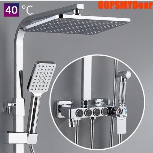 Hot Cold Shower Set Bathroom Smart Thermostatic Digital Shower System Wall Mount SPA Rain Fall Bath Faucet Chrome Torneira Grifo