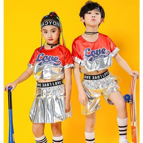 Girls Cheerleader Uniform Children Hip Hop Dancing Clothes Kids Team Dance Wear Costumes Jazz Dancing Clothing For Boys