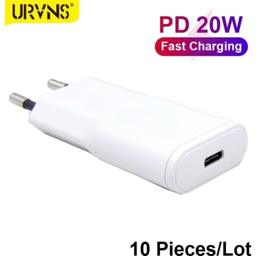 URVNS Wholesale 10PCS/Lot 20W PD Type C Power Wall Charger EU Plug Compatible iPhone 12/Mini/12Pro/11 Pro Max/Xs, iPad AirPod