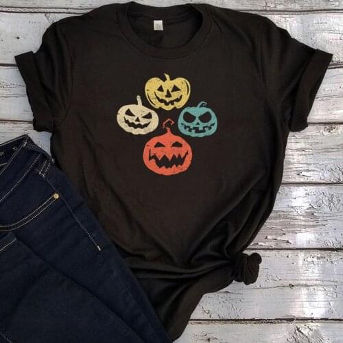 Vintage Pumpkin Tshirt Women Funny Pumpkin Halloween New Fashion Clothing Girls Pumpkin Shirts Cartoon Tops