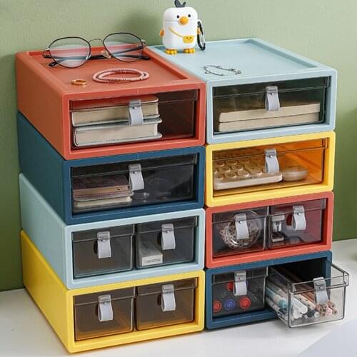 Pull-Out Debris Desktop Sorting Box Dormitory Cosmetic Storage Basket Stackale Drawer Storage Box Home Office Organizer