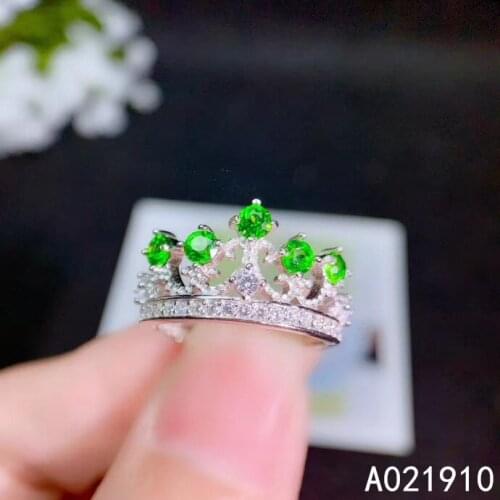 KJJEAXCMY boutique jewelry 925 sterling silver inlaid Natural Diopside gemstone female ring support detection exquisite