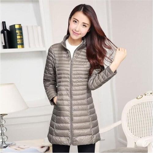 Autumn Winter Casual Coat Parkas for Women Winter Female Snow Warm Jacket Long Thin Duck Down Coat for Laides Long Sleeve Coat