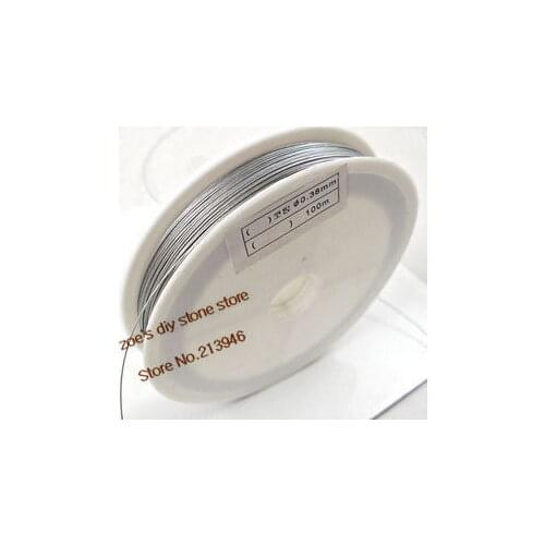 0.38MM (100M/Pc,5Pcs) Nickel Tone Beading Steel Wires Ropes DIY Jewelry Cords Accessories