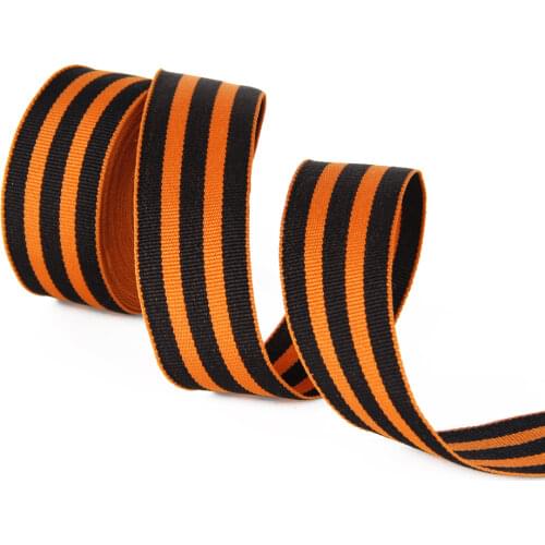David angie 1"(25MM) Striped Ribbon Double Side Orange&Black Stripes Grosgrain Ribbon 5Y,DIY Holiday Decoration Crafts,5Y42574