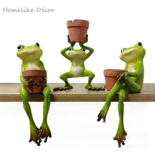 1pc Original Design Cute Resin Frog Flower Pot Succulent Plants Pots Hydroponics Flower Pot Home Garden Desktop Decoration