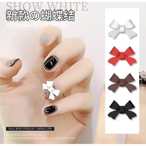 10pcs 3D New Bow-knot Nail Art Decorations Metal Nail Charms Red/White/Blcak/Brown Matte Manicuring Accessories