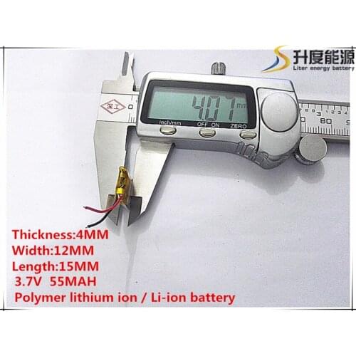 10pcs [SD] 3.7V,55mAH,[401215] Polymer lithium ion / Li-ion battery for TOY,POWER BANK,GPS,mp3,mp4,cell phone,speaker