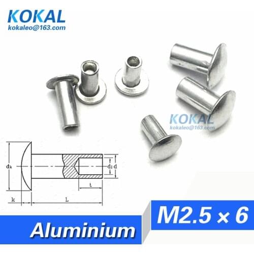 [AL-M2.5*6]100PCS Free Shipping M2.5 Series oval haed half hollow rivet M2.5*6mm Aluminium hollow rivet