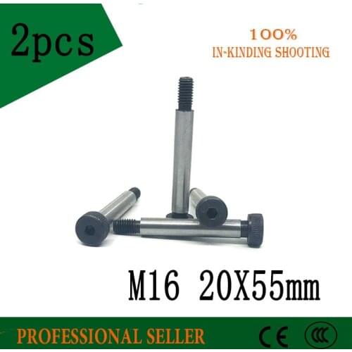 2 Pieces M16 Threaded 20*55mm 12.9 Grade Alloy Steel Hexagon Socket Head Shoulder Screw Bolt