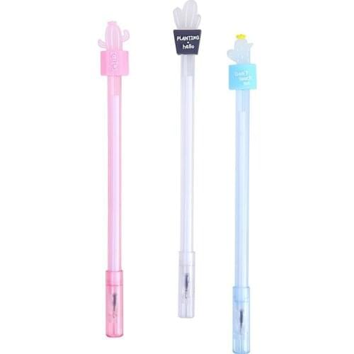 20 Pcs Korean Transparent Cactus Gel Pen Student Writing Office Stationery Pen Wholesale Kawaii School Stationary