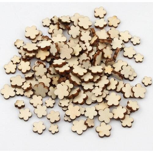 200pcs Wood Flower DIY Christmas Scrapbooking Party DIY Decorations Chipboard Fashion Wooden Home Decor