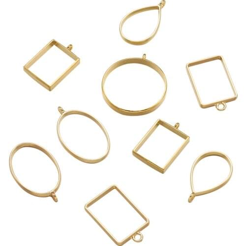 25pcs/set Antique Bronze/Golden Alloy Open Back Bezel Big Pendants For DIY Pressed Flower Jewelry Necklace Earrings