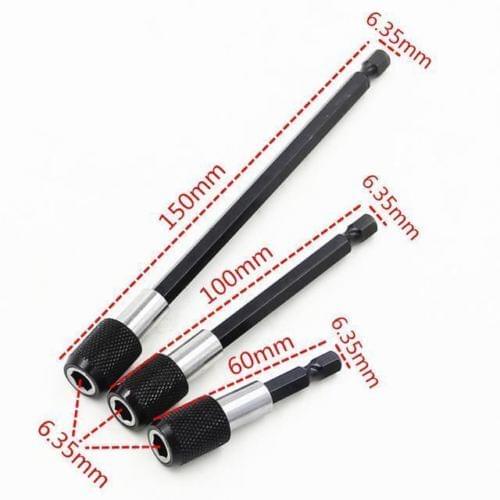 3pc 1/4" Impact Drive Quick Change Holder Hex Bit Drill Chuck Adapter Chrome