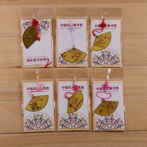 60pcs/lot Chinese Classical Style Metal Bookmark Merlin Bamboo Chrysanthemum Plum Orchid Vintage Fan Book Marks