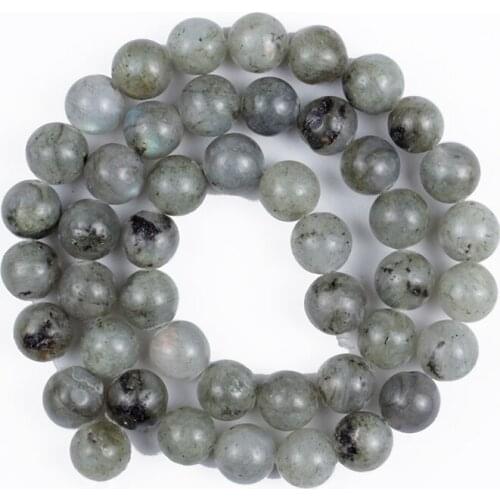 Natural Stone Beads Dark Grey Gray Flash Round Smooth Loose Beads for Making DIY Bracelet Earrings Accessories15'' 4/6/8/10/12mm