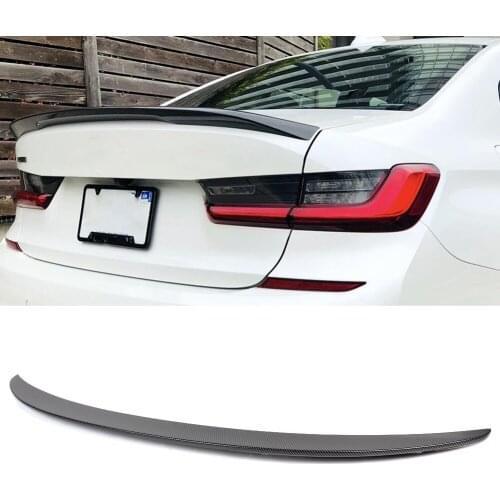 Canbon Fiber Style Car Rear Tail Trunk Lip Spoiler Wing Trim For BMW 3 series G20 2020 2021 ABS