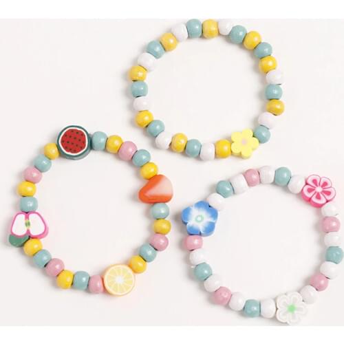 Makersland Children Bracelet for Girls Rope Bracelets Cartoon Wooden Beads Bracelet Children Toy Jewelry Gifts Christmas Present