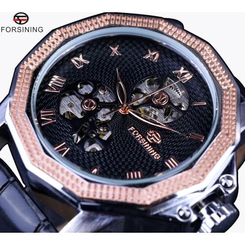 Forsining Windmill Skeleton Ripple Design Irregular Shape Men Watch Top Brand Luxury Automatic Skeleton Watch Clock Erkek Saat
