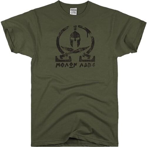 100% Cotton T-shirts Mens Tops Molon Labe Come and Take It Them T Shirt Cool Logo Tee Shirts